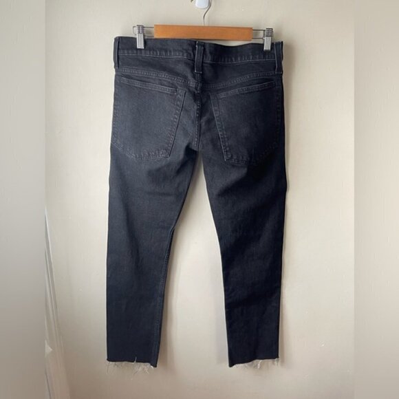 Helmet Lang black UNISEX mid rise button fly raw hem straight leg jeans M/32W/29 - Picture 2 of 11